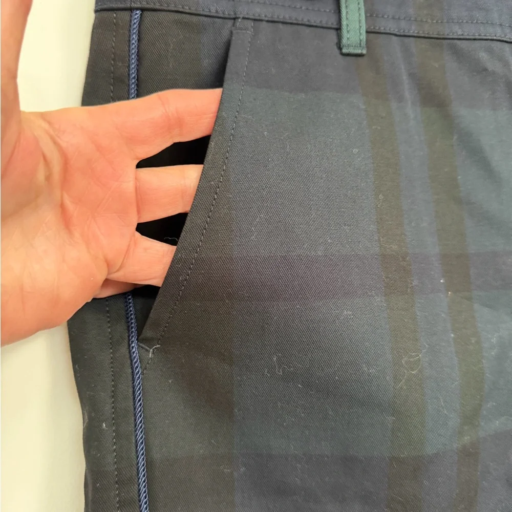 Beautiful Green and Blue Plaid Pencil Skirt with piping size large / 10/12